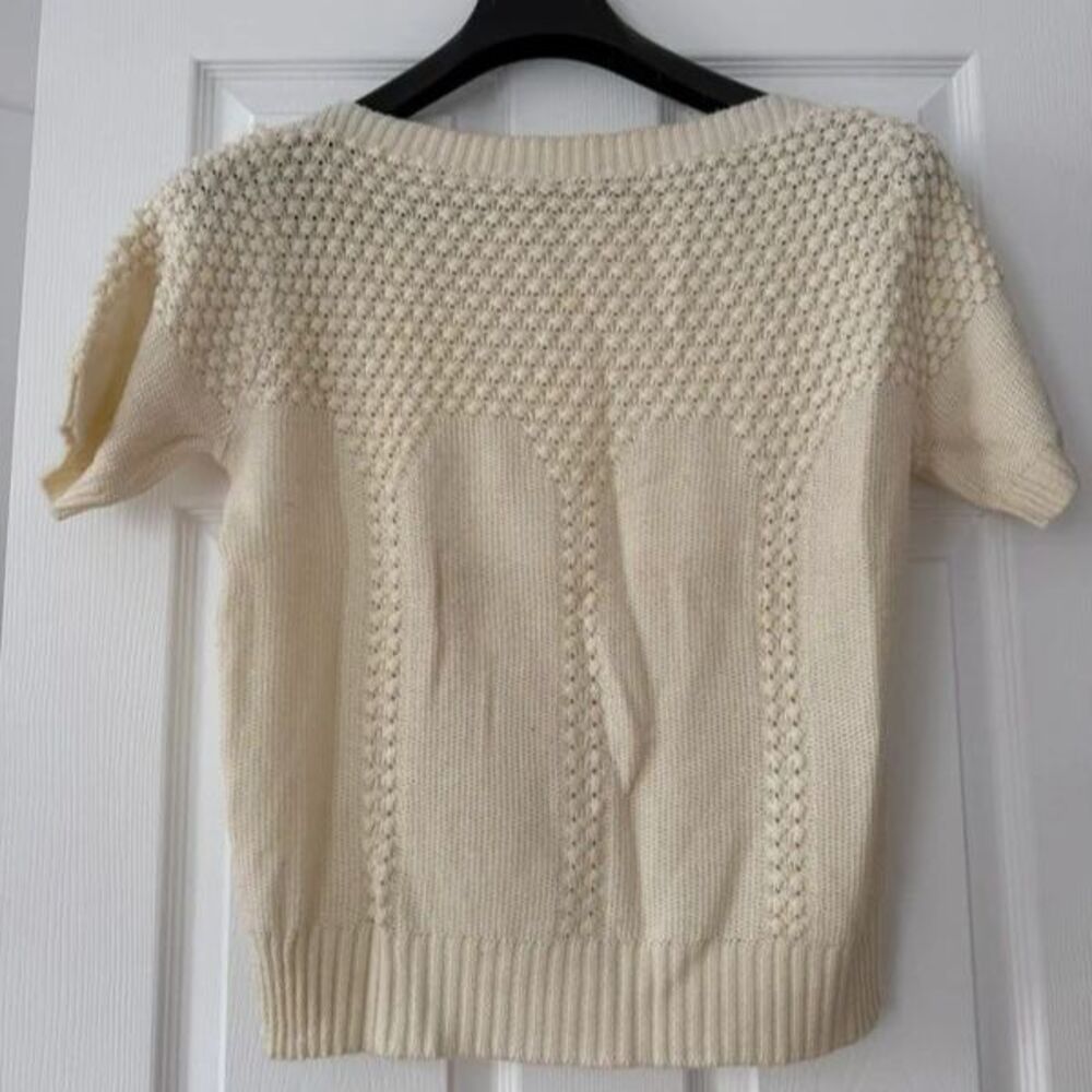 Vintage Boatneck Cream Knit Top